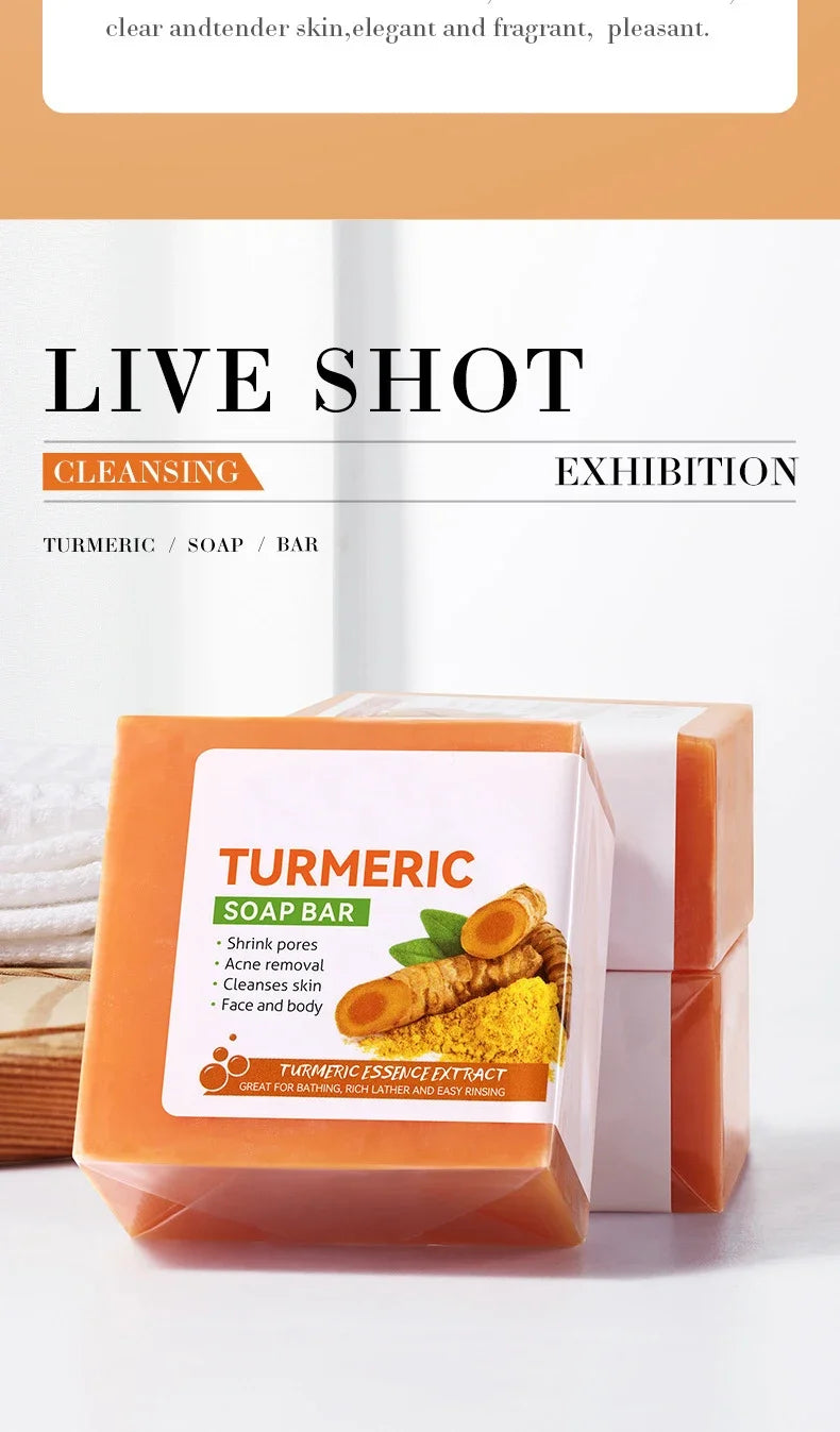 Natural Turmeric Soap Body Cleaning Lightening Dark Underarm Leg Bath Cleansers Brightening Face Soap Tender Skin Care Beauty - Moyo Elikia