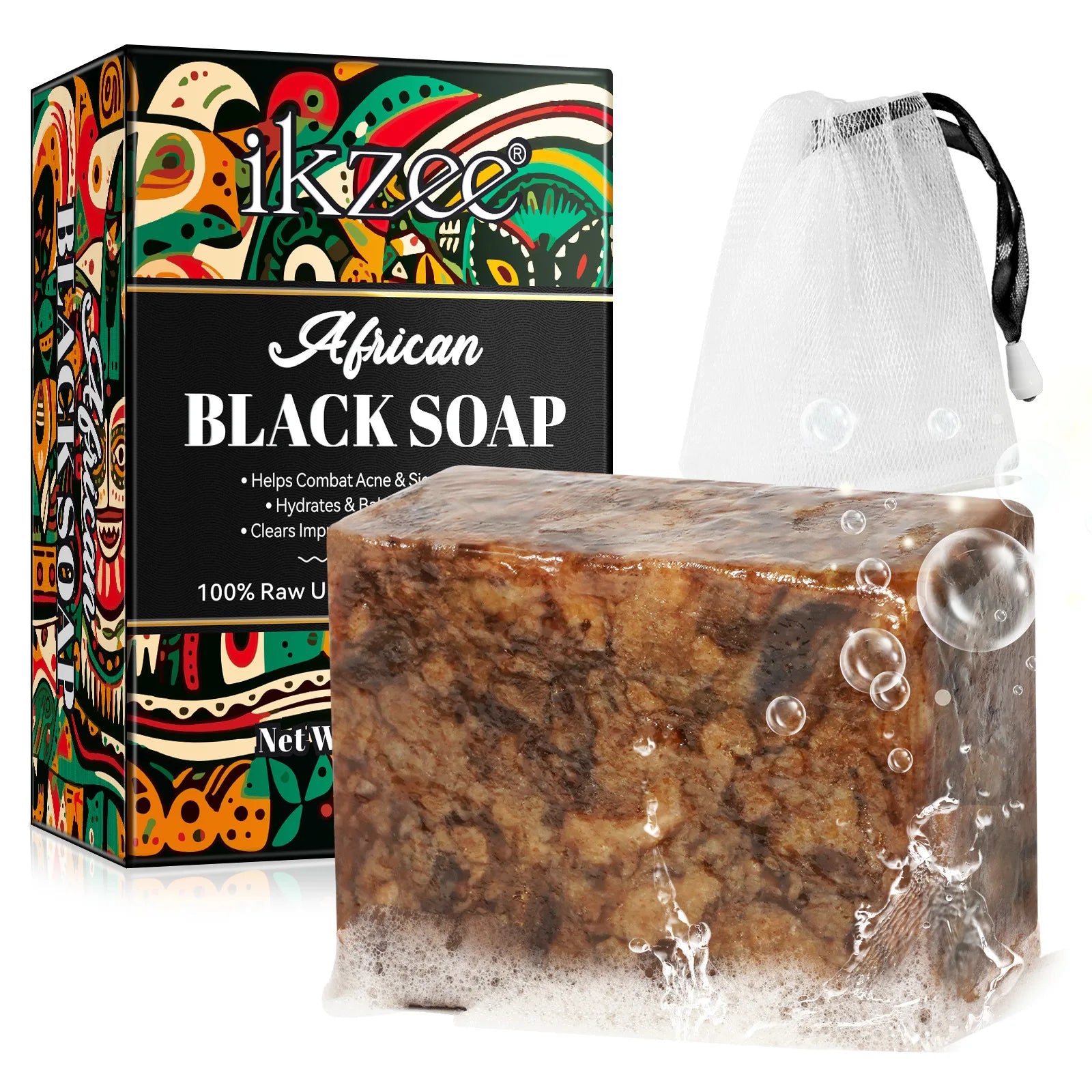 Organic African Black Soap, African Soap for Acne & Dark Spots, Raw Black Soap Bar for All Skin Types Face, Body, Hair, 3.53 oz - Moyo Elikia