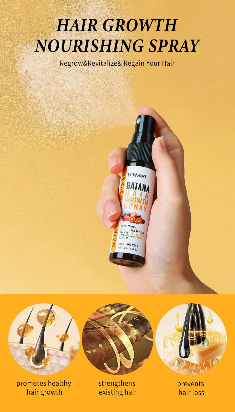 Fast Hair Growth Oil Africa Crazy Traction Alopecia batana Hair Mask Anti Hair Break Hair Strengthener Hair Loss Treatment Spray - Moyo Elikia