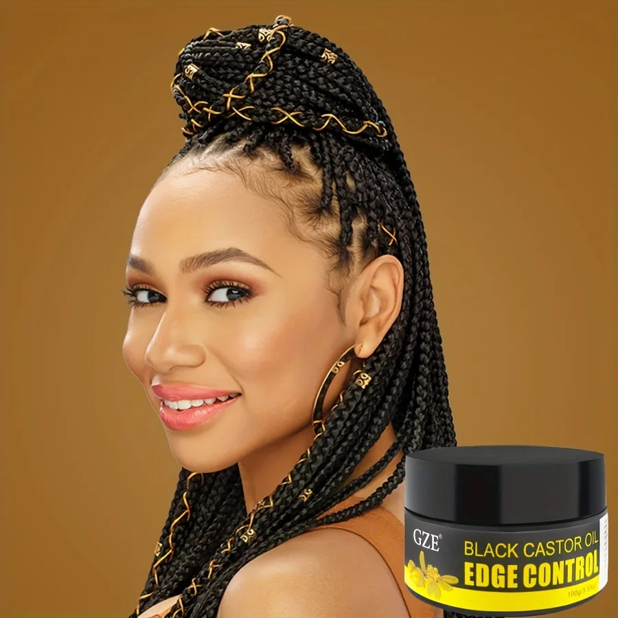 GZE African Black Castor Extra Hold Braid, Loc, Twist Gel, Tames Frizz & Edges, Coconut Oil Edge Control - Moyo Elikia