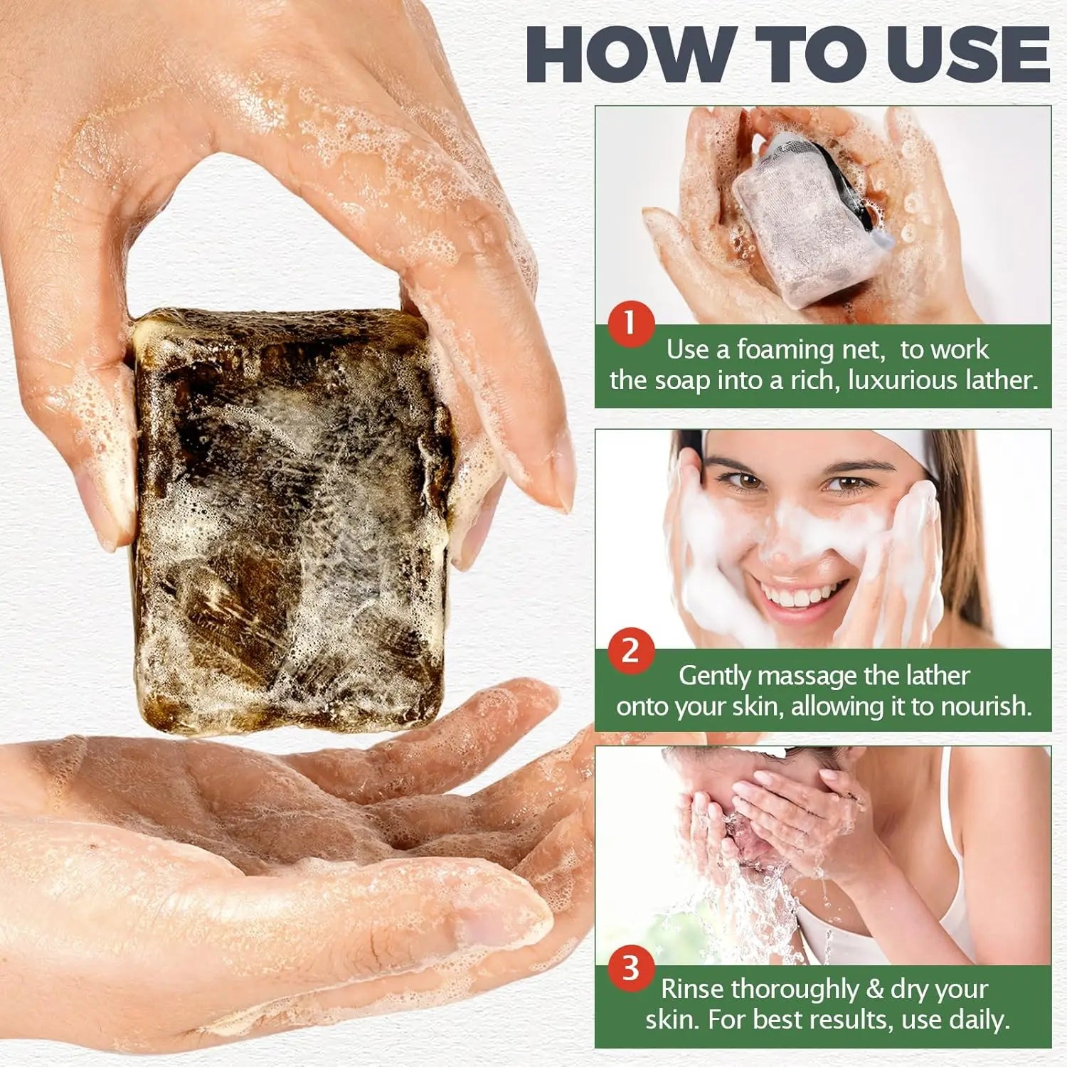 Raw African Black Soap for Oily Skin, Dark Spots Pure & Natural Ingredients - Organic Face and Body Wash Soap - Moyo Elikia