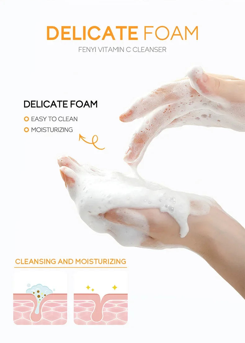 Vitamin C Facial Cleanser Skin Deep Cleansing Moisturizing Blackhead Removal skincare Face Wash Foam Face Cleanser Skin Care - Moyo Elikia