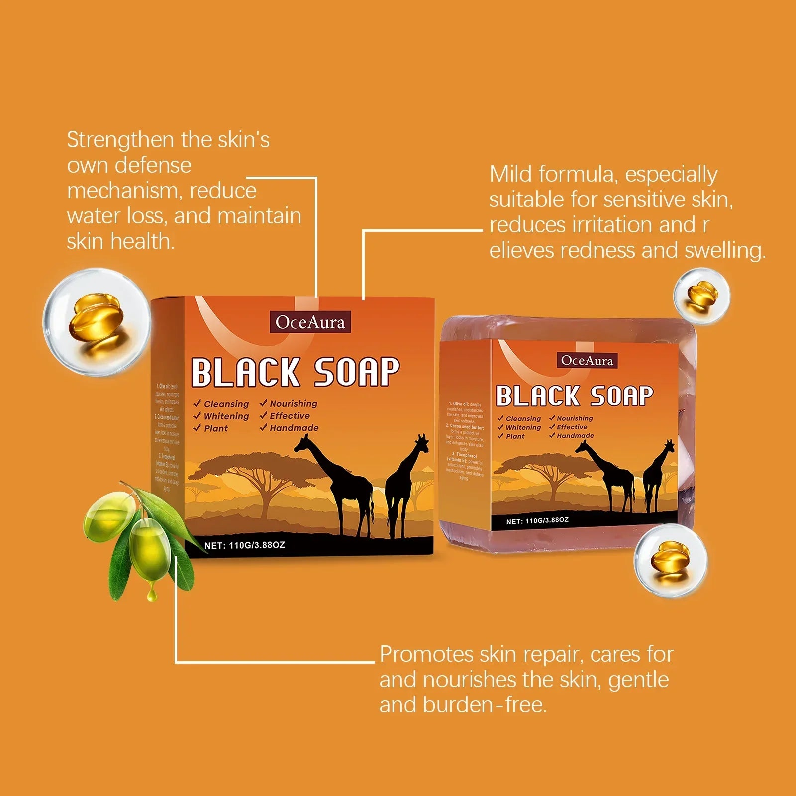 African Black Soap For Nourishing Brightening Skin Gentle Cleansing Exfoliator Reduce Pigmentation Lightening Body Bath Soap Bar - Moyo Elikia