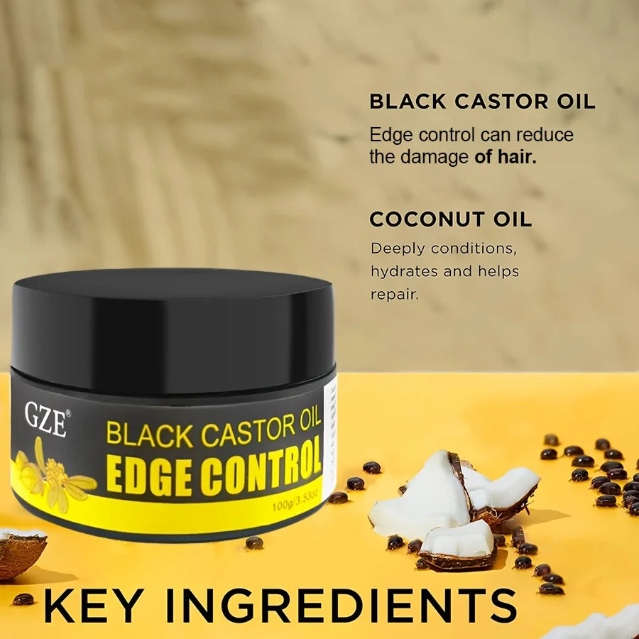 GZE African Black Castor Extra Hold Braid, Loc, Twist Gel, Tames Frizz & Edges, Coconut Oil Edge Control - Moyo Elikia